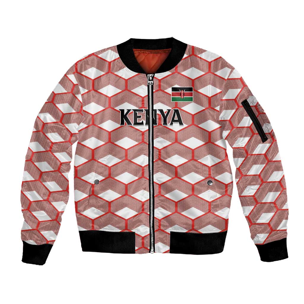 Personalized Kenya Athletics Sleeve Zip Bomber Jacket White Jersey - African Pride