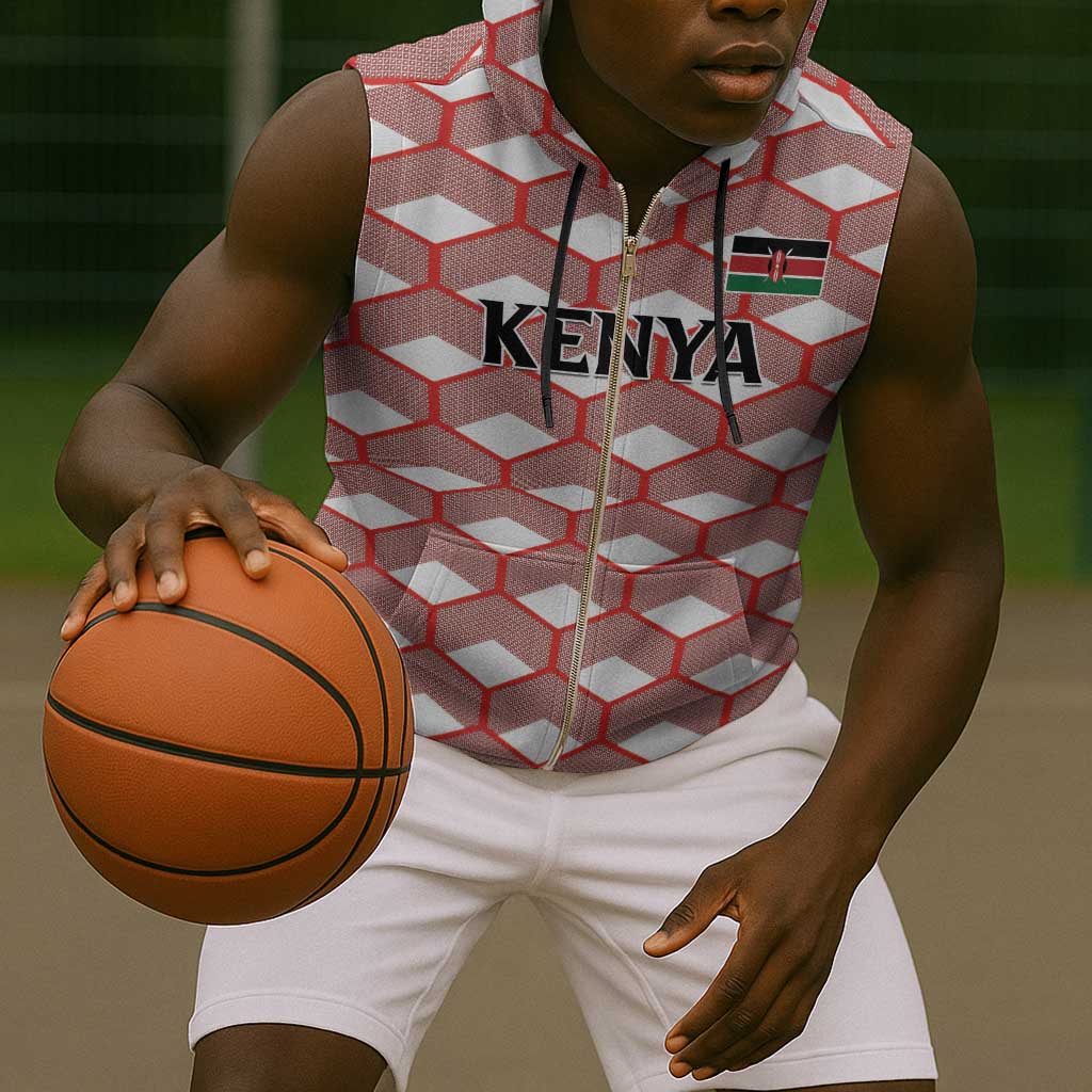 Personalized Kenya Athletics Sleeveless Zip Hoodie White Jersey - African Pride