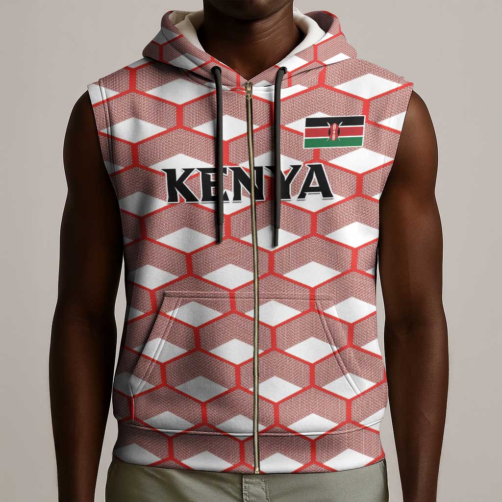 Personalized Kenya Athletics Sleeveless Zip Hoodie White Jersey - African Pride