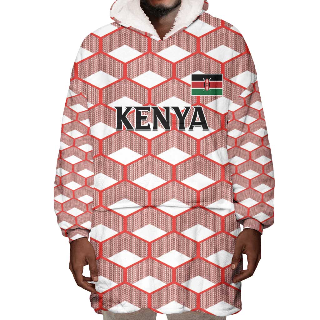 Personalized Kenya Athletics Wearable Blanket Hoodie White Jersey - African Pride