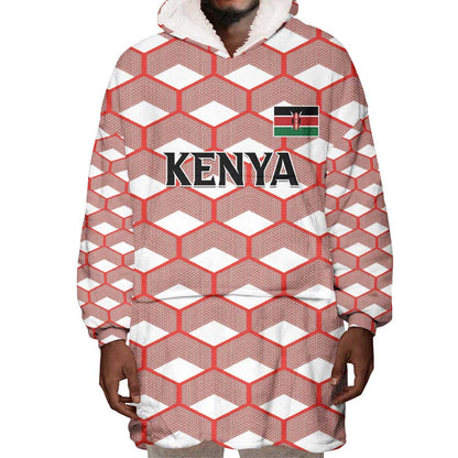Personalized Kenya Athletics Wearable Blanket Hoodie White Jersey - African Pride