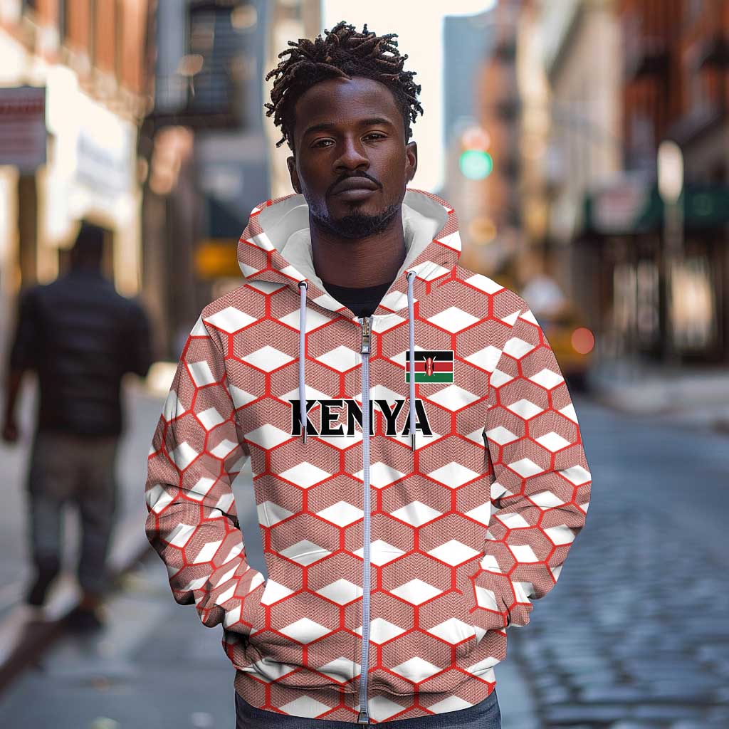 Personalized Kenya Athletics Zip Hoodie White Jersey - African Pride