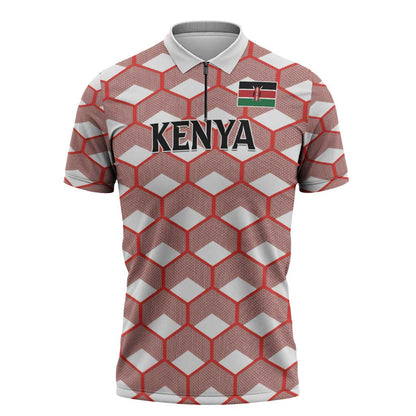 Personalized Kenya Athletics White Jersey Zipper Polo Shirt