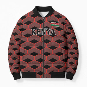 Personalized Kenya Athletics Black Jersey Bomber Puffer Jacket