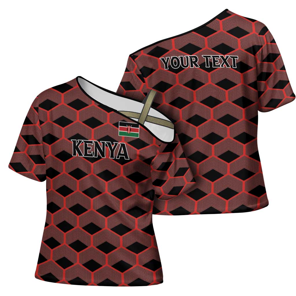 Personalized Kenya Athletics Black Jersey Cross Shoulder Shirt