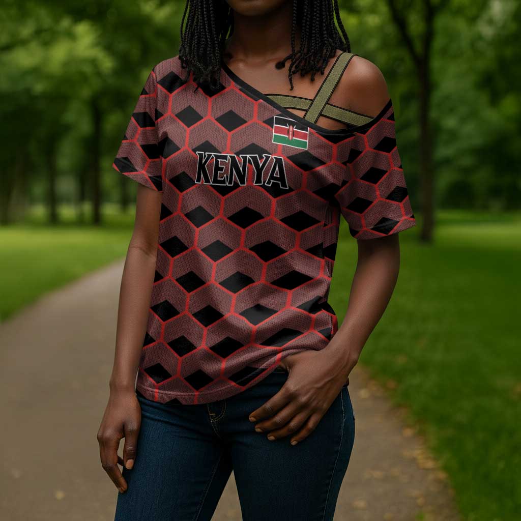 Personalized Kenya Athletics Black Jersey Cross Shoulder Shirt