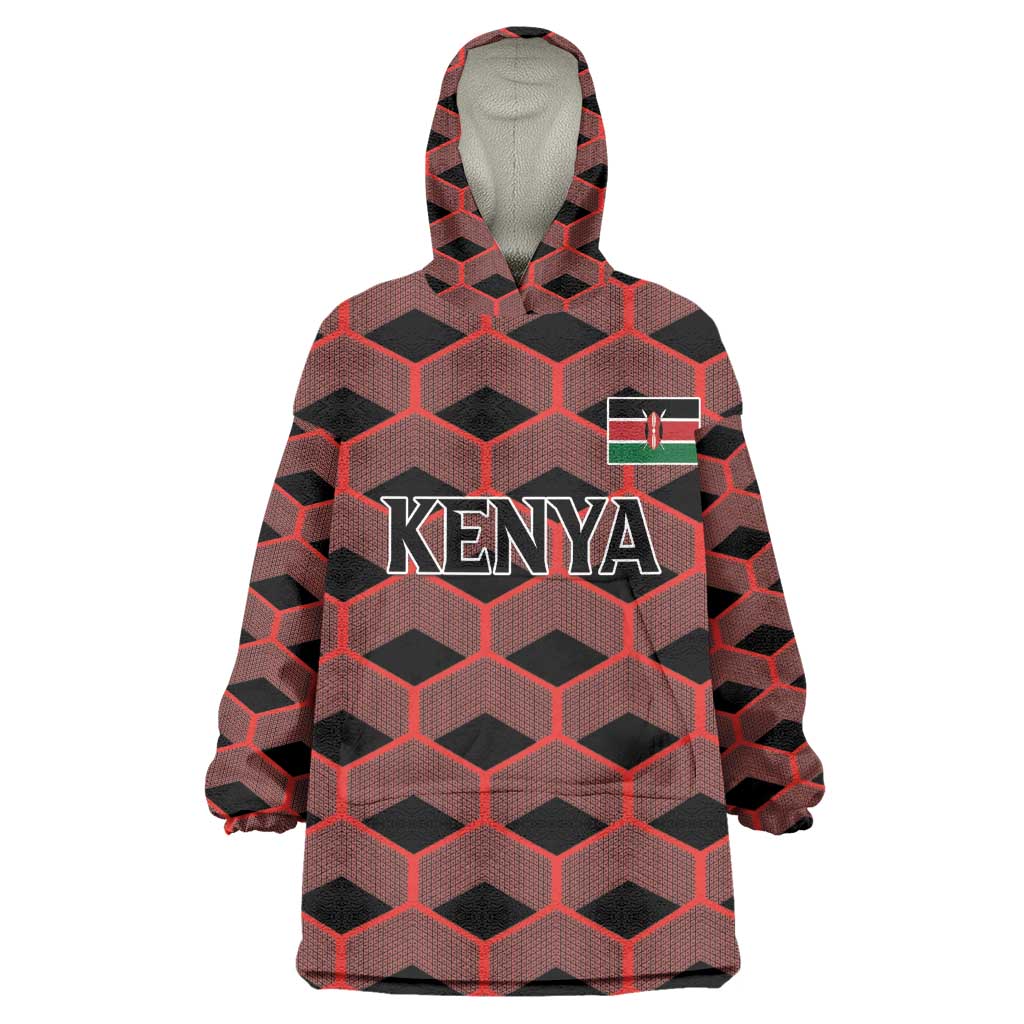 Personalized Kenya Athletics Kid Wearable Blanket Hoodie Black Jersey - African Pride