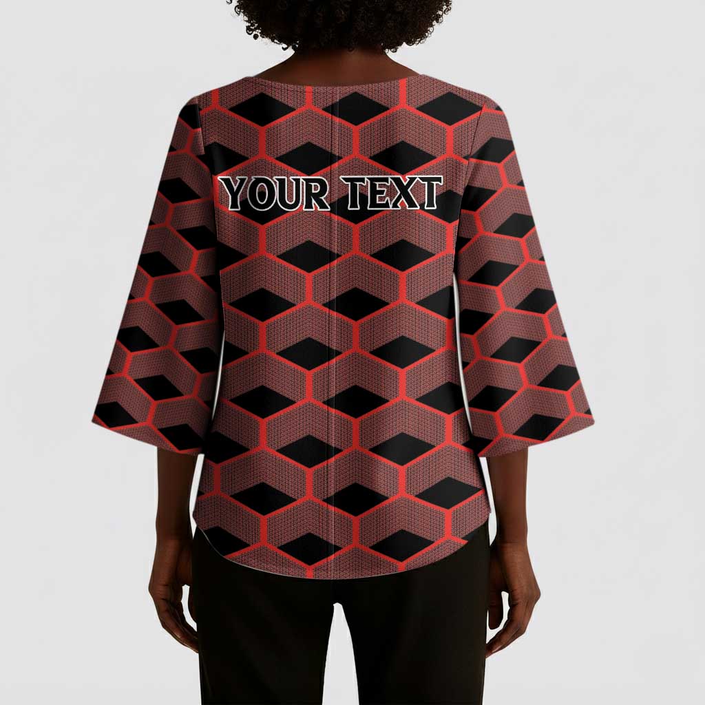 Personalized Kenya Athletics Black Jersey Kimono Sleeve Blouse