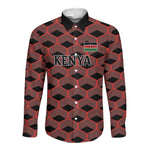 Personalized Kenya Athletics Long Sleeve Button Shirt Black Jersey - African Pride