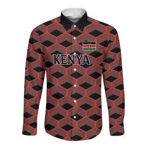 Personalized Kenya Athletics Long Sleeve Button Shirt Black Jersey - African Pride