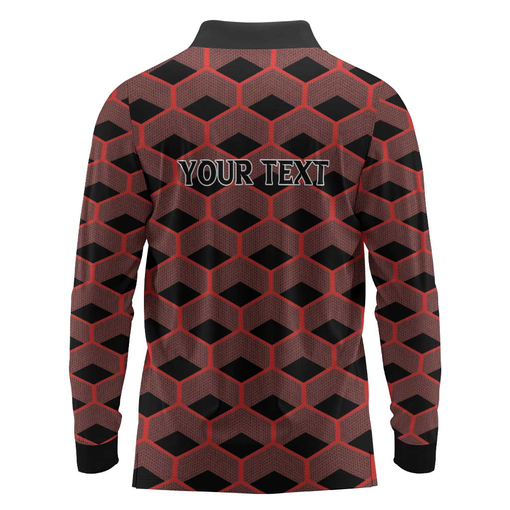 Personalized Kenya Athletics Long Sleeve Polo Shirt Black Jersey - African Pride