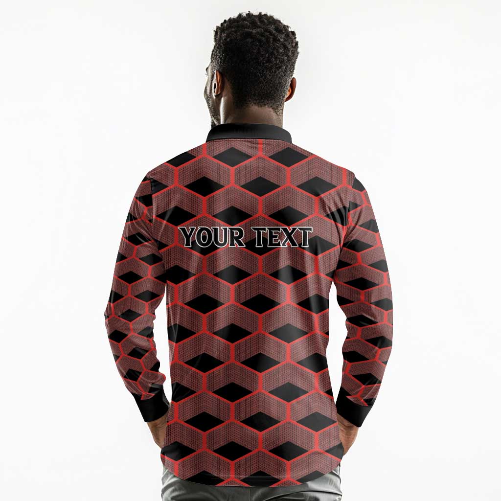 Personalized Kenya Athletics Long Sleeve Polo Shirt Black Jersey - African Pride
