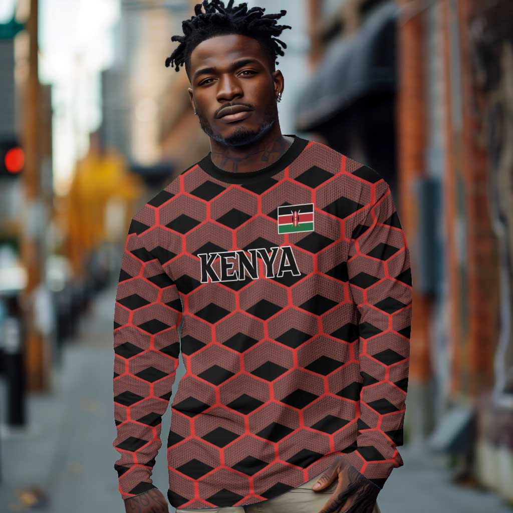 Personalized Kenya Athletics Long Sleeve Shirt Black Jersey - African Pride