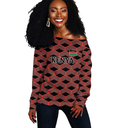 Personalized Kenya Athletics Off Shoulder Sweater Black Jersey - African Pride