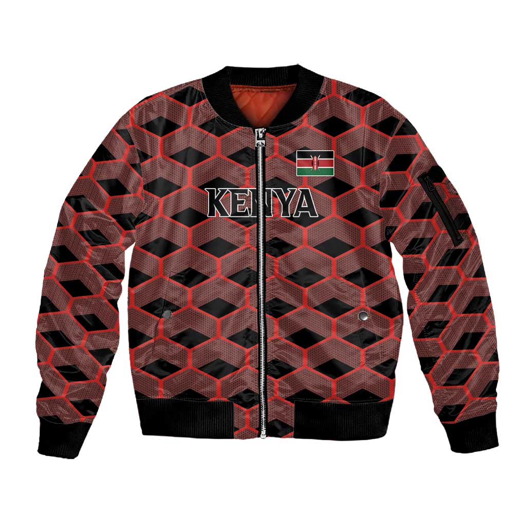 Personalized Kenya Athletics Sleeve Zip Bomber Jacket Black Jersey - African Pride