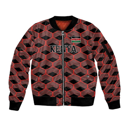 Personalized Kenya Athletics Sleeve Zip Bomber Jacket Black Jersey - African Pride