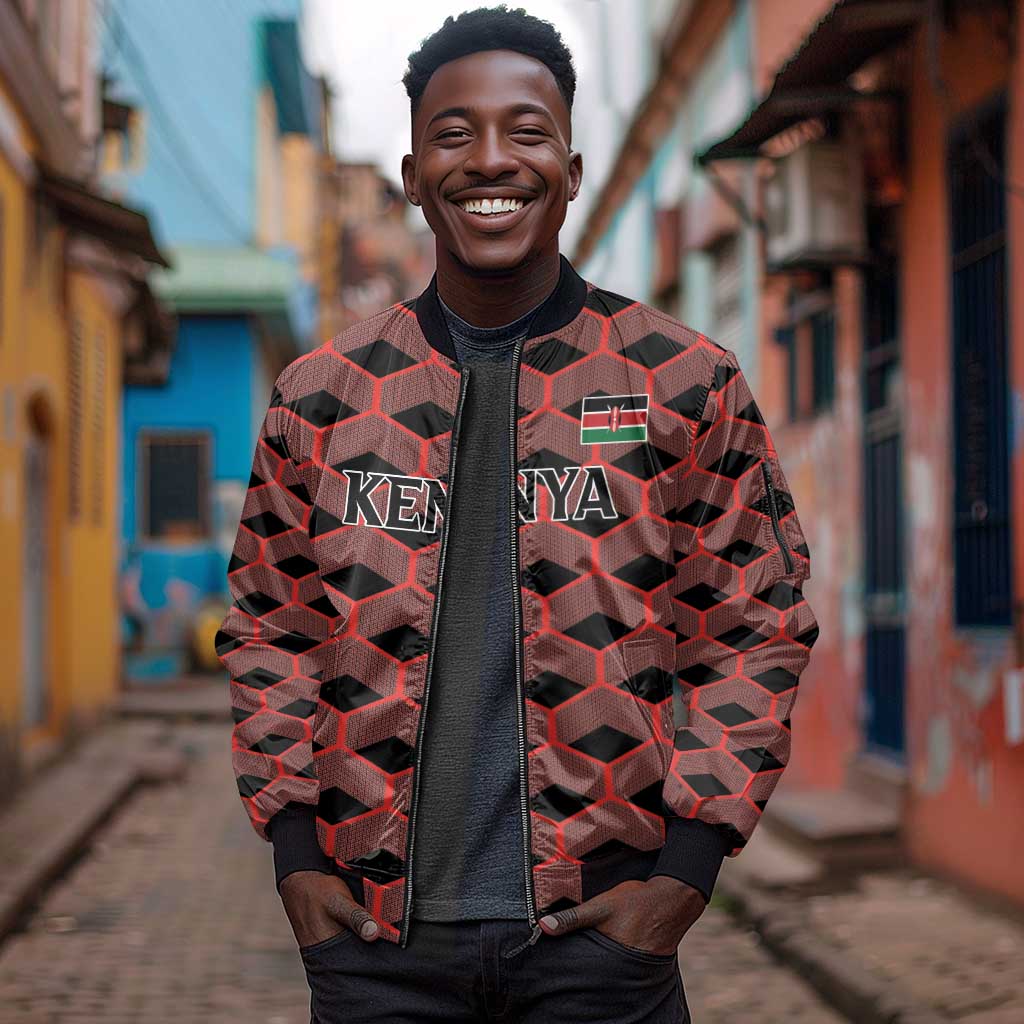 Personalized Kenya Athletics Sleeve Zip Bomber Jacket Black Jersey - African Pride