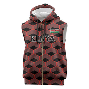 Personalized Kenya Athletics Sleeveless Zip Hoodie Black Jersey - African Pride