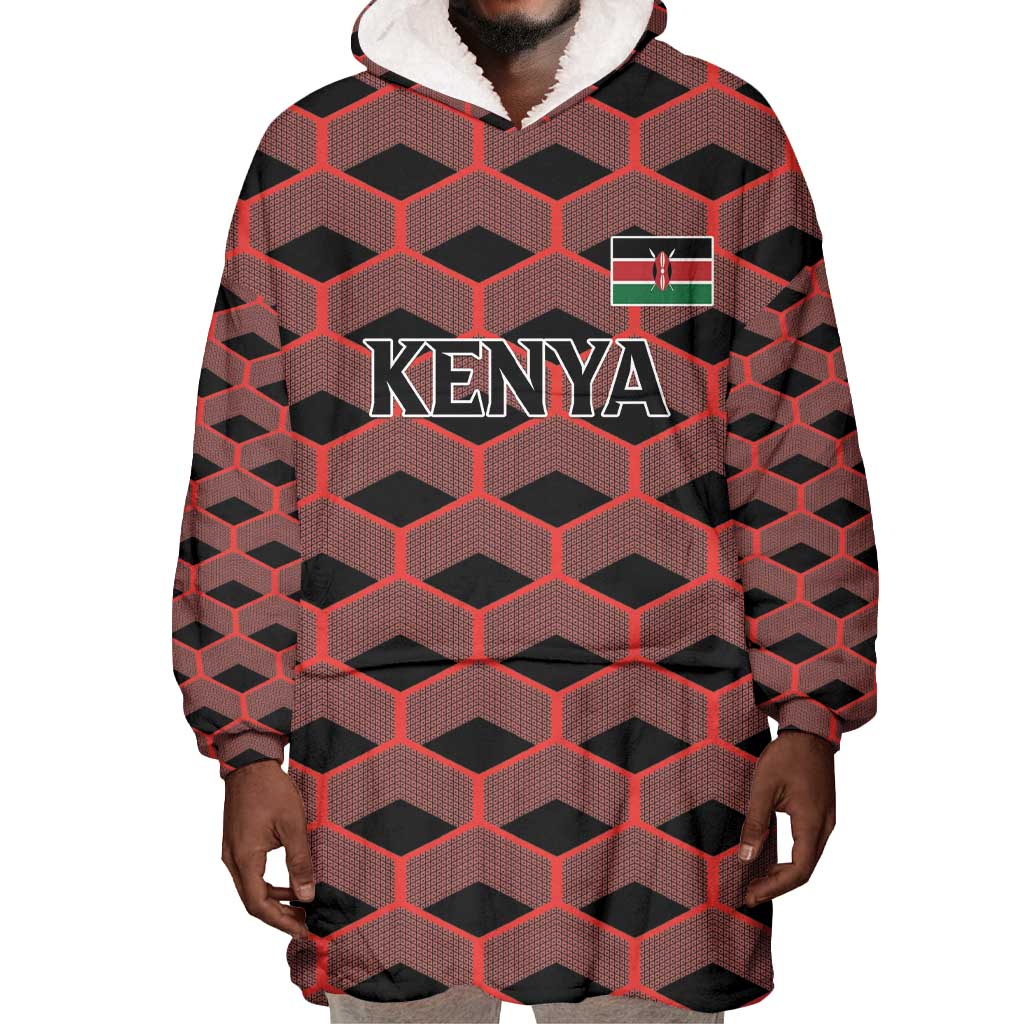 Personalized Kenya Athletics Wearable Blanket Hoodie Black Jersey - African Pride