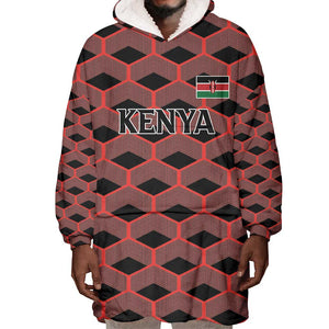 Personalized Kenya Athletics Wearable Blanket Hoodie Black Jersey - African Pride