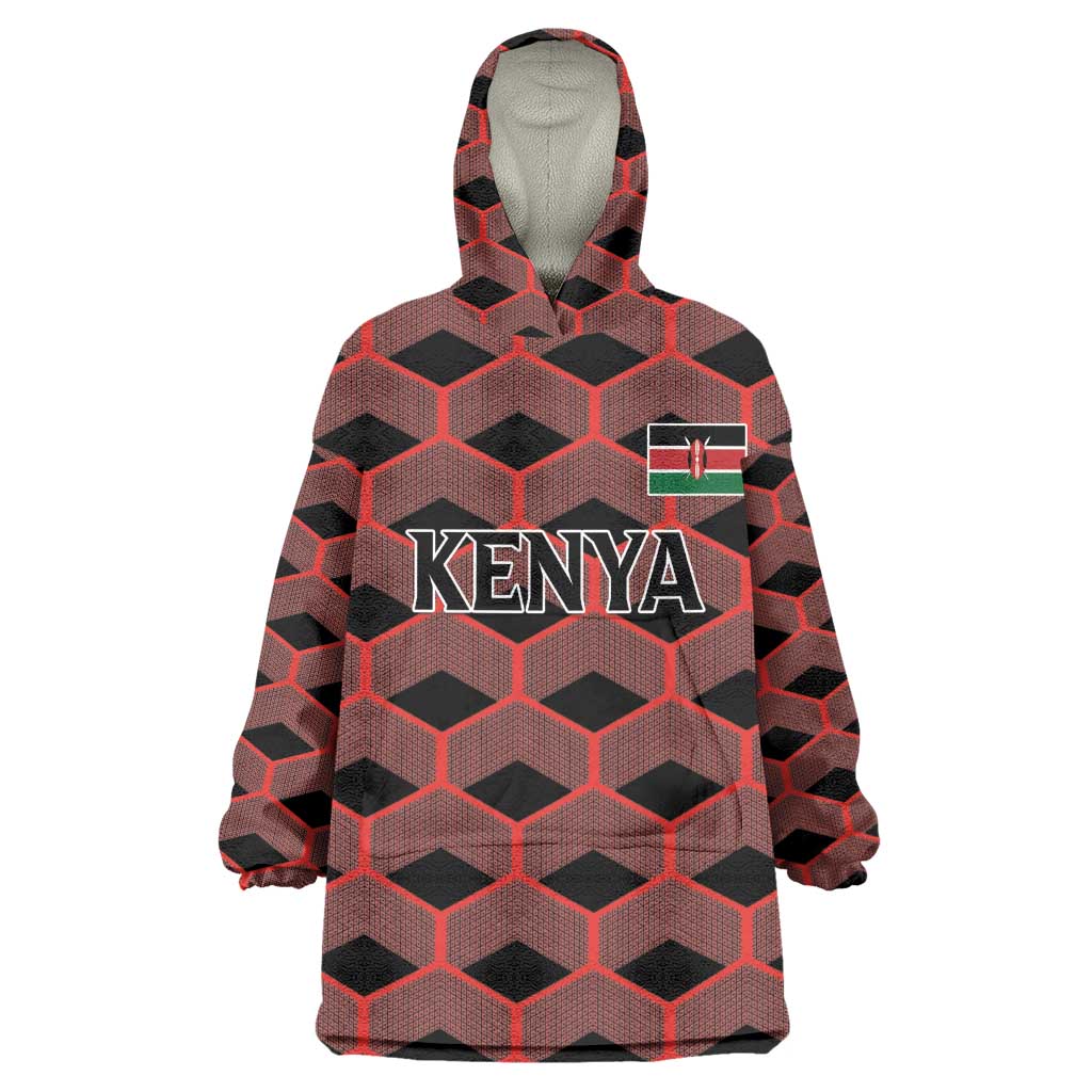 Personalized Kenya Athletics Wearable Blanket Hoodie Black Jersey - African Pride