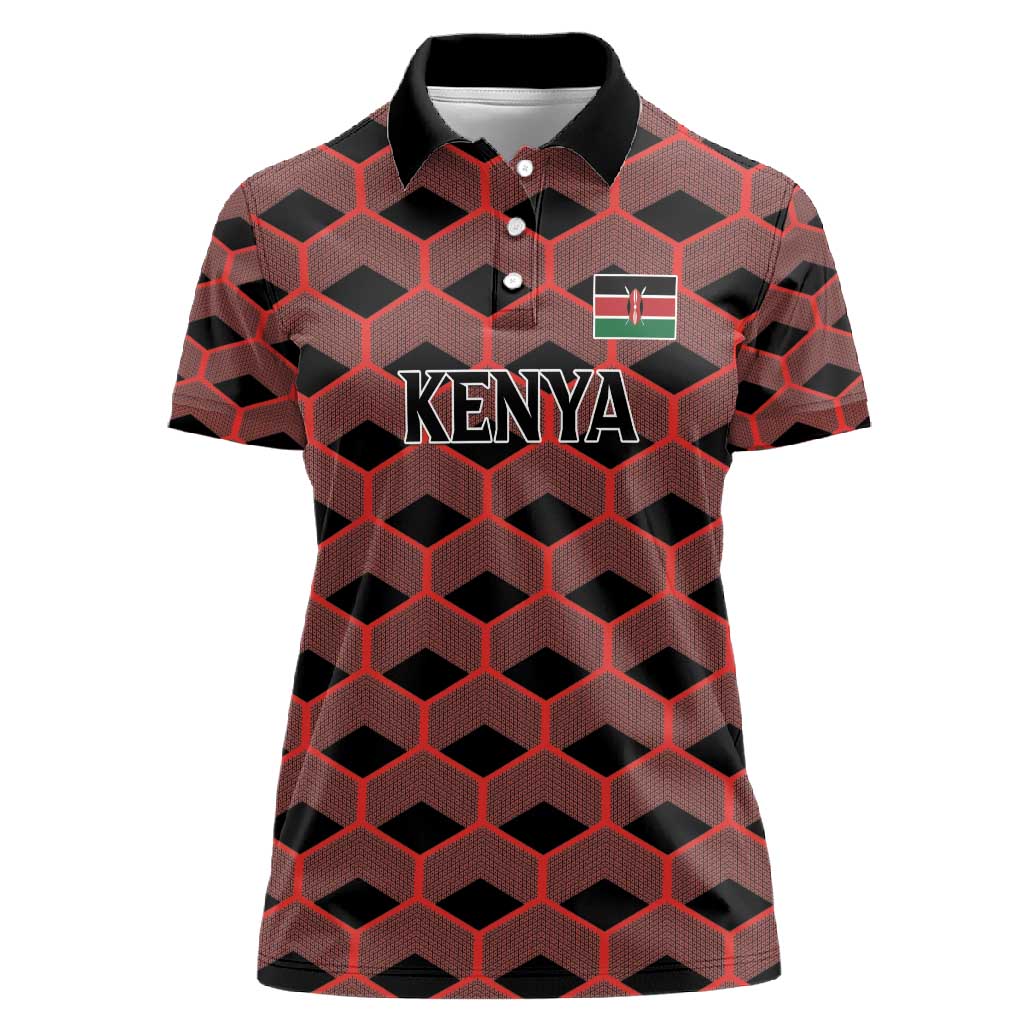 Personalized Kenya Athletics Women Polo Shirt Black Jersey - African Pride