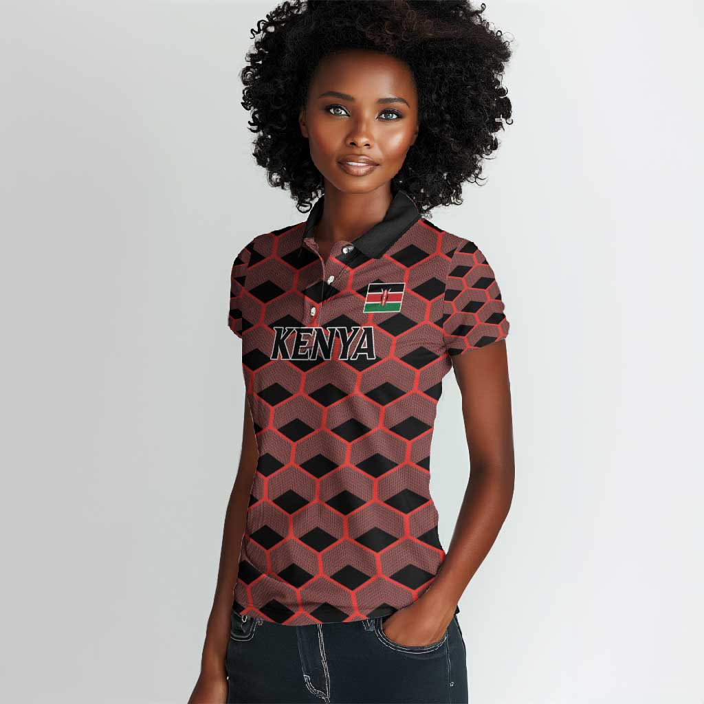 Personalized Kenya Athletics Women Polo Shirt Black Jersey - African Pride