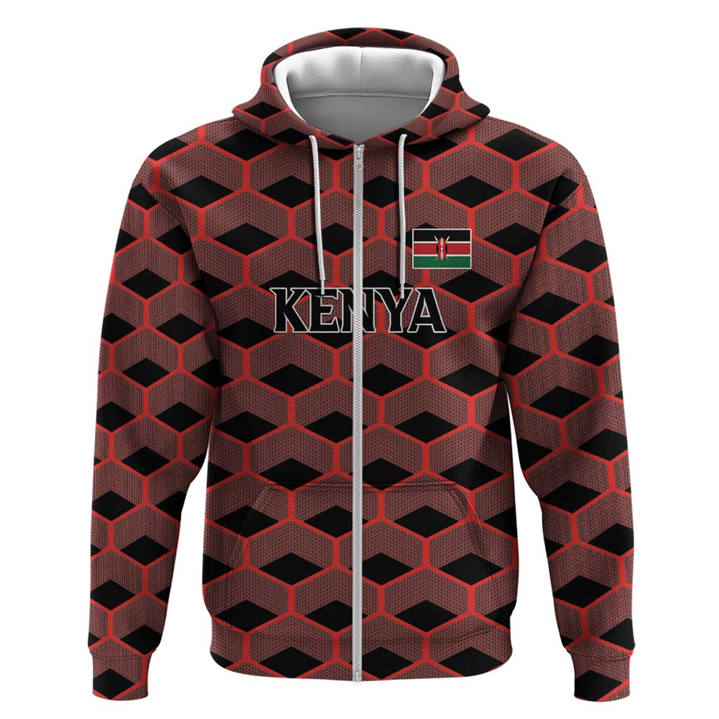 Personalized Kenya Athletics Zip Hoodie Black Jersey - African Pride