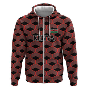 Personalized Kenya Athletics Zip Hoodie Black Jersey - African Pride