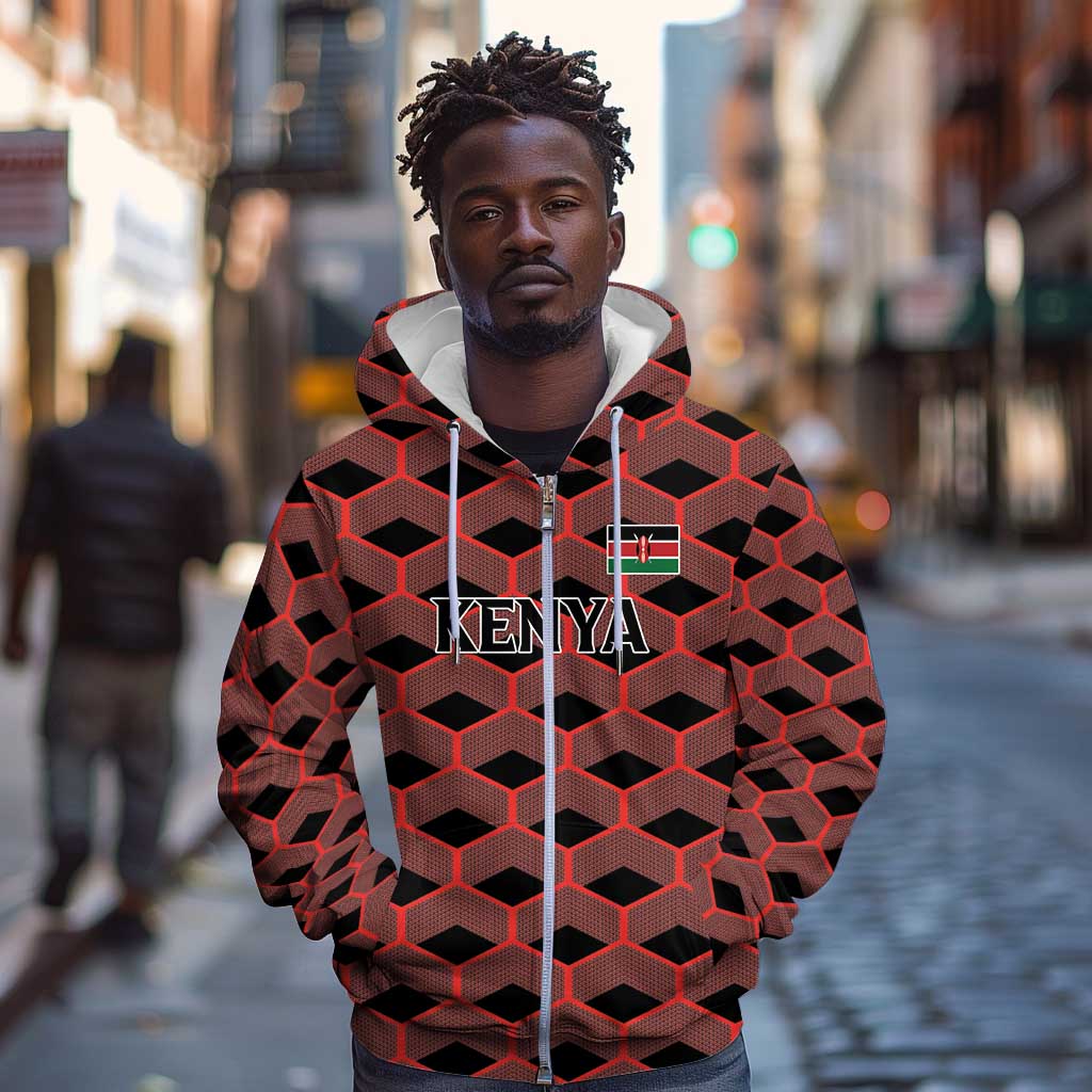 Personalized Kenya Athletics Zip Hoodie Black Jersey - African Pride