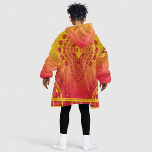 Personalized Afro Benin Kid Wearable Blanket Hoodie African Dashiki Style - African Pride