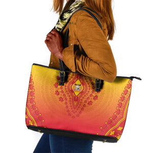 Afro Benin Leather Tote Bag African Dashiki Style - African Pride