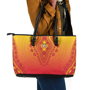 Afro Benin Leather Tote Bag African Dashiki Style - African Pride
