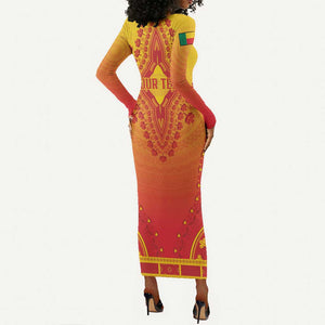 Personalized Afro Benin Long Sleeve Bodycon Dress African Dashiki Style - African Pride