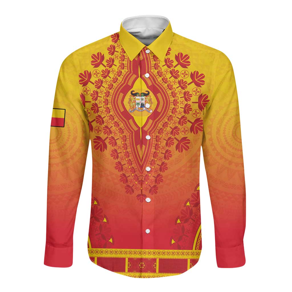 Personalized Afro Benin Long Sleeve Button Shirt African Dashiki Style - African Pride