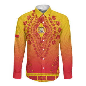 Personalized Afro Benin Long Sleeve Button Shirt African Dashiki Style - African Pride