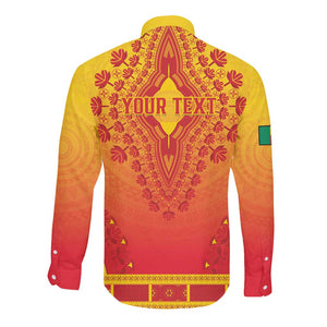 Personalized Afro Benin Long Sleeve Button Shirt African Dashiki Style - African Pride