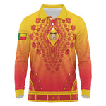 Personalized Afro Benin Long Sleeve Polo Shirt African Dashiki Style - African Pride