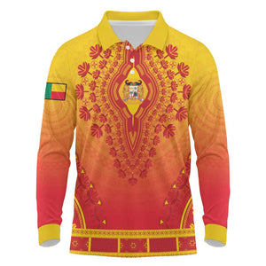Personalized Afro Benin Long Sleeve Polo Shirt African Dashiki Style - African Pride