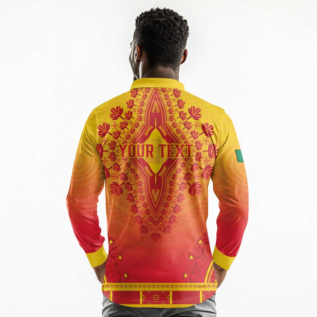 Personalized Afro Benin Long Sleeve Polo Shirt African Dashiki Style - African Pride