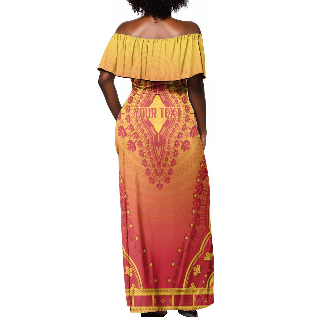Personalized Afro Benin Off Shoulder Maxi Dress African Dashiki Style - African Pride