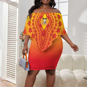 Personalized Afro Benin Off Shoulder Short Dress African Dashiki Style - African Pride