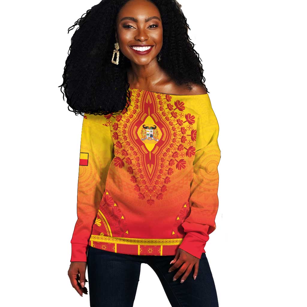 Personalized Afro Benin Off Shoulder Sweater African Dashiki Style - African Pride