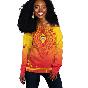 Personalized Afro Benin Off Shoulder Sweater African Dashiki Style - African Pride