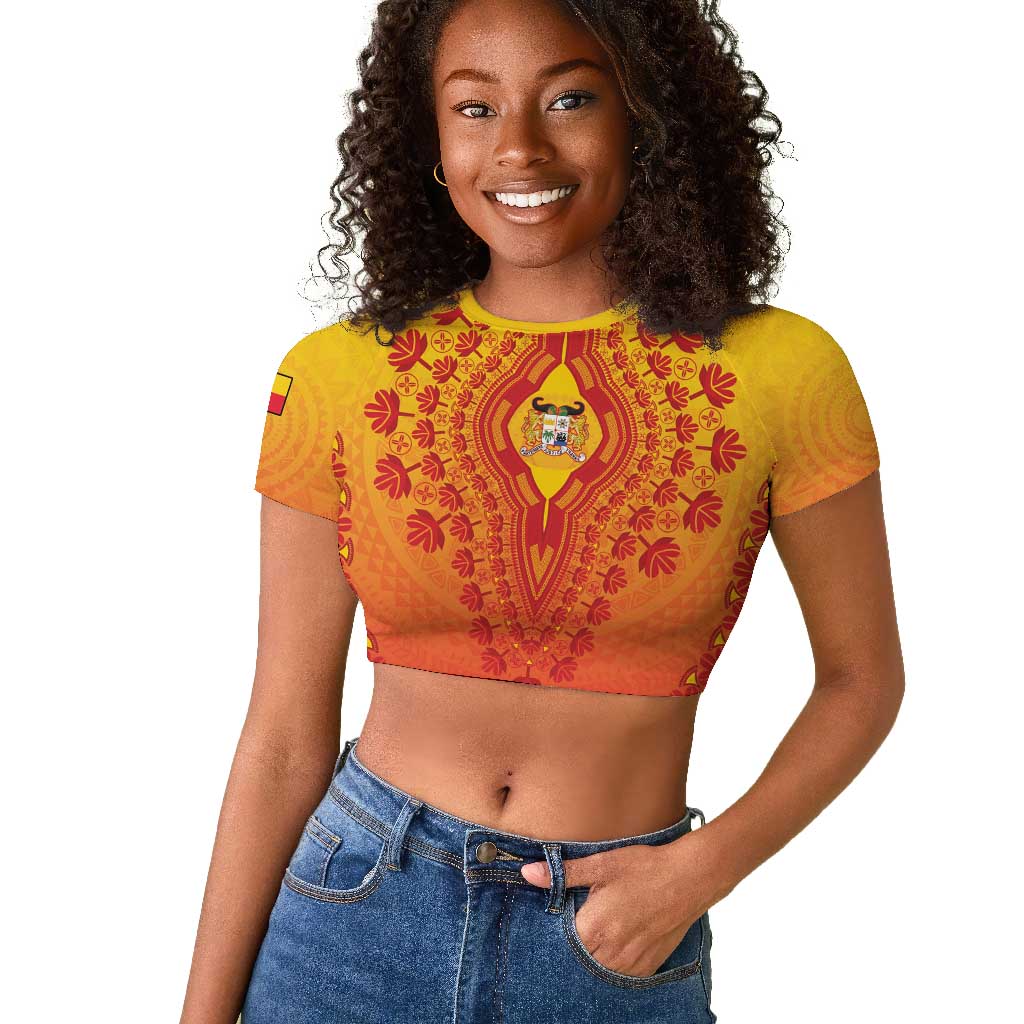 Personalized Afro Benin Raglan Cropped T shirt African Dashiki Style - African Pride
