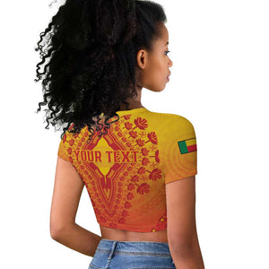 Personalized Afro Benin Raglan Cropped T shirt African Dashiki Style - African Pride
