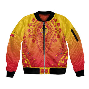 Personalized Afro Benin Sleeve Zip Bomber Jacket African Dashiki Style - African Pride