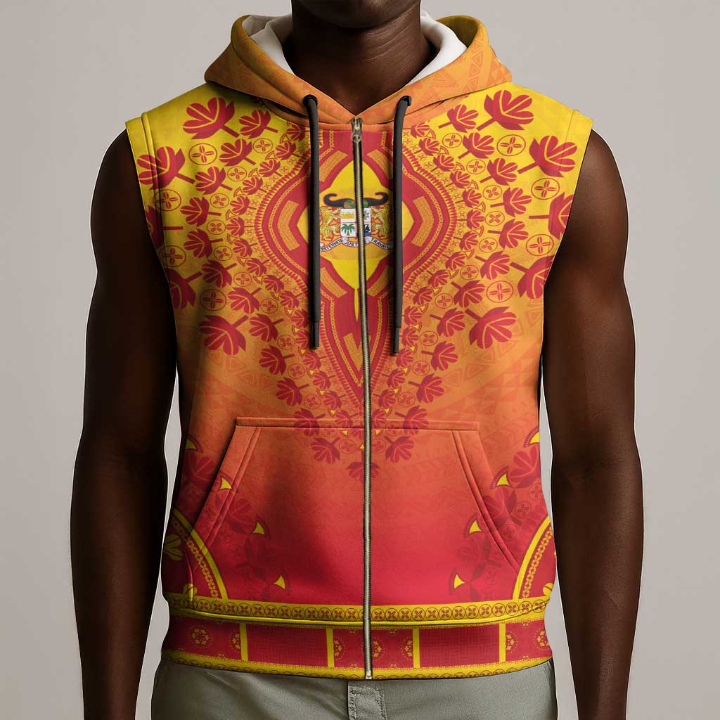 Personalized Afro Benin Sleeveless Zip Hoodie African Dashiki Style - African Pride