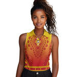 Personalized Afro Benin Women Sleeveless Polo Shirt African Dashiki Style - African Pride