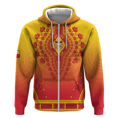 Personalized Afro Benin Zip Hoodie African Dashiki Style - African Pride